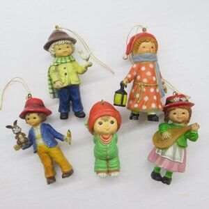 Bradford Novelty Christmas Ornaments 2 Boys, 2 Girls, 1984 Hallmark Muffin Vtg